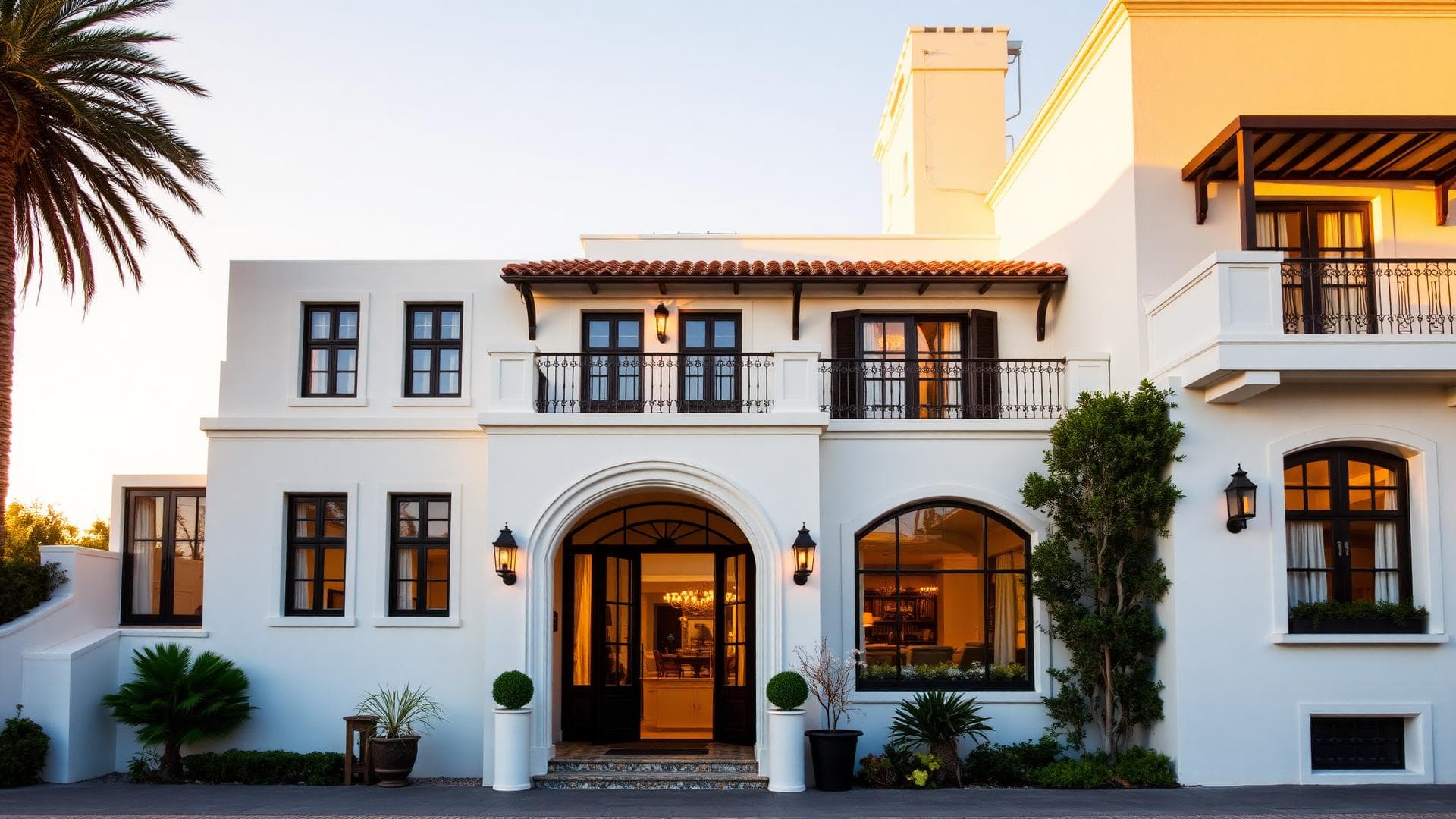 Fasada e Hotel Adria në perëndim të diellit